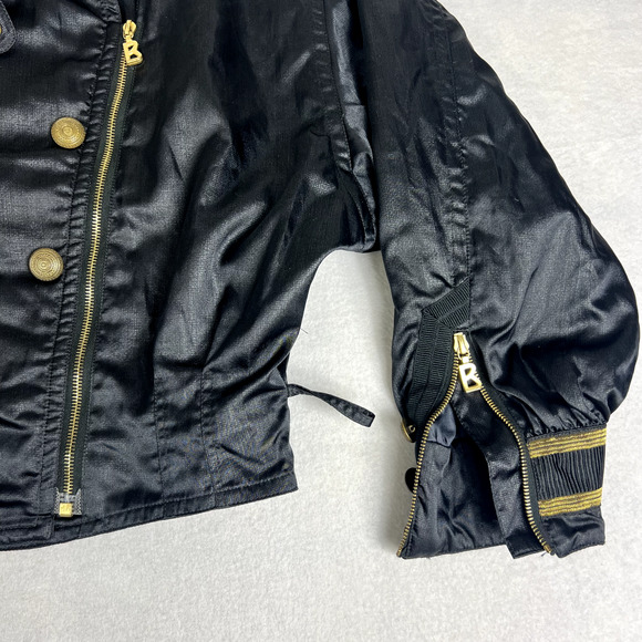 Bogner Snowsuit Jacket Women 12 Black Gold Asymmetrical Zip Missing Belt Vtg - Picture 10 of 14